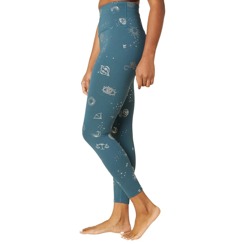 Beyond Yoga Teal Celestial Zodiac Astrology High Waisted Leggings Womens M